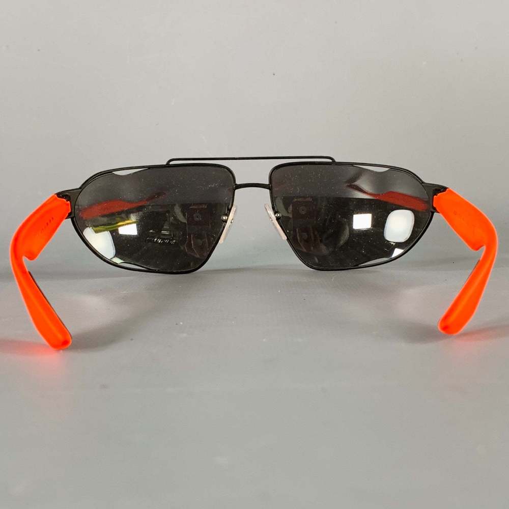 PRADA Black Red Metal Aviator Sunglasses - Picture 3 of 6